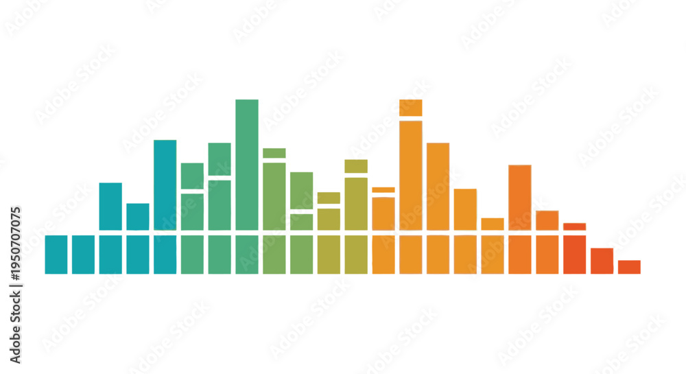 Fototapeta premium Colorful sound wave equalizer bars, representing audio, music, data visualization, and digital technology on a white background