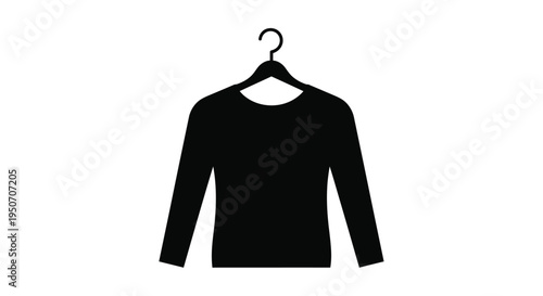Black sweater hanging on a hanger a simple clothing silhouette