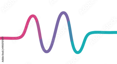 Abstract sound wave graphic with pink, purple, and teal colors on a white background