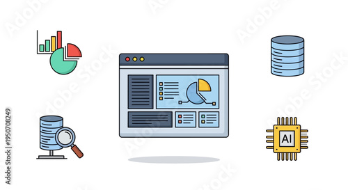 Computer screen with artificial intelligence.