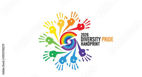 2026 Diversity Pride Handprint Logo Vector