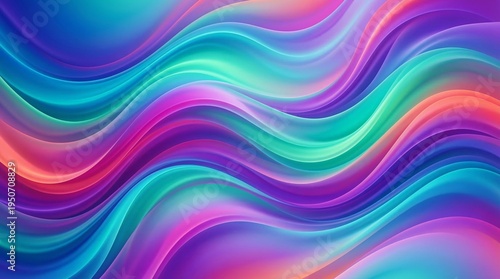 Vibrant wavy lines in shades of purple blue green and pink create a mesmerizing abstract background with a sense of movement and fluidity