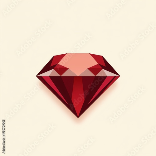 Red Gemstone Faceted Cut Against Soft Background