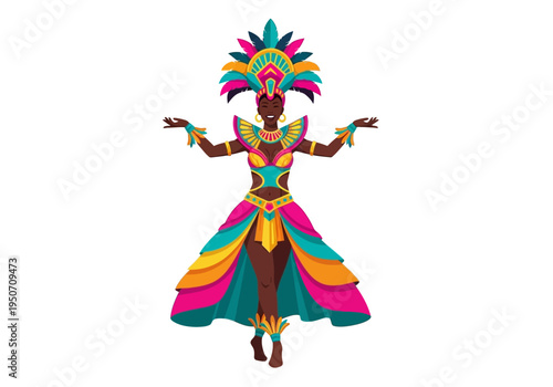Vibrant Carnival Dancer in Colorful Costume.