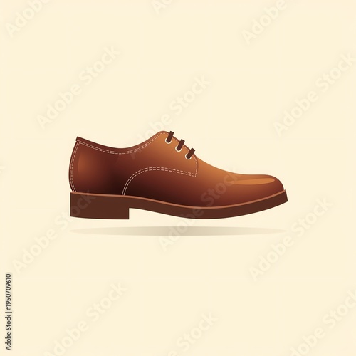 Brown Leather Oxford Shoe on Light Background