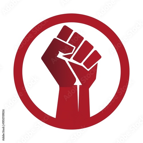 Red Fist Raised Inside Red Circle Symbol