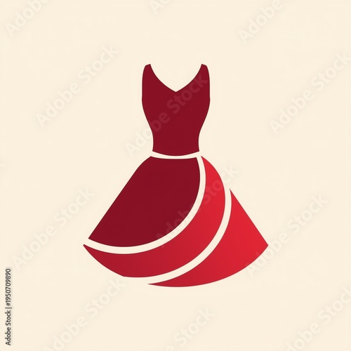 Elegant Red Dress Design on Cream Background