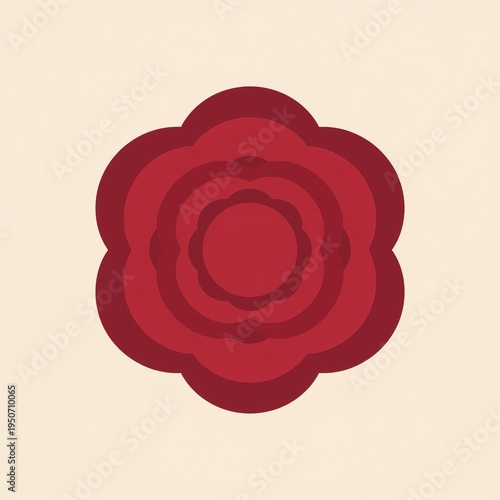 Concentric Red Flower Shape on Cream Background