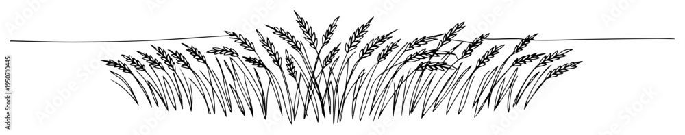 Naklejka premium wheat field line drawing in minimalist style