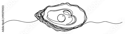 pearl in oyster shell line drawing