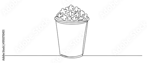 popcorn bucket in line art style