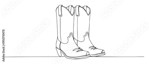 cowboy boots line art in classic western style