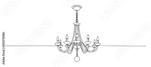 chandelier line drawing with candles