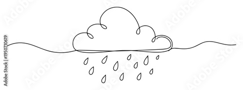 cloud with falling rain line art