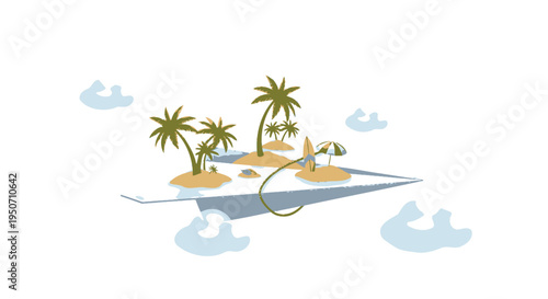 Vector tropical island on a smartphone screen