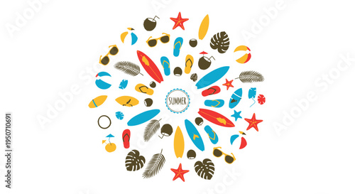 Summer beach icons vector
