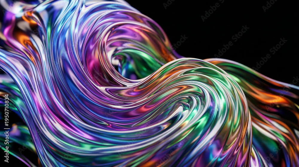 Fototapeta premium Iridescent liquid flowing abstract colorful texture background