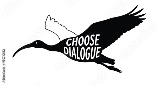 Black bird icon with 'CHOOSE DIALOGUE' text, vector