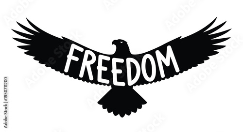 Black eagle icon with 'FREEDOM' text vector