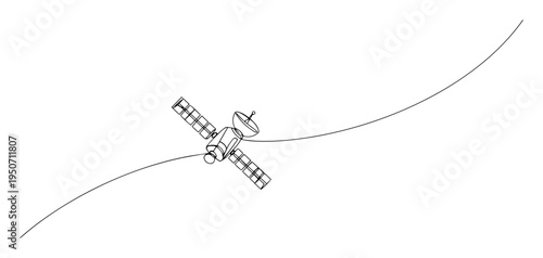 satellite orbiting earth line drawing