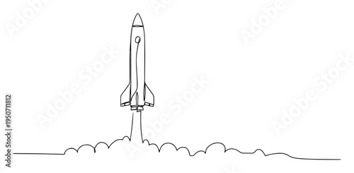 rocket launch with smoke line drawing