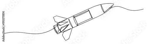 rocket flying through space line art