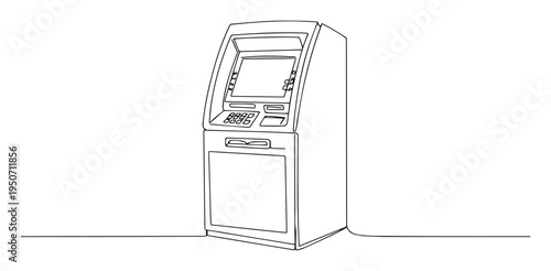 atm machine line art vector illustration