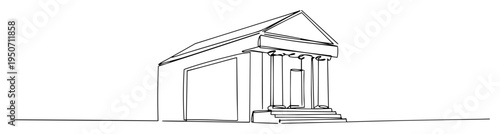 bank building facade in outline style