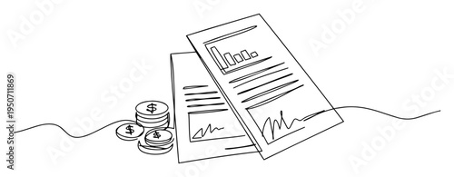 financial report with coins vector illustration