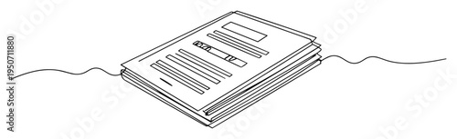 stack of papers with pen line art