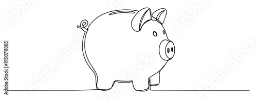 piggy bank vector outline for savings concept