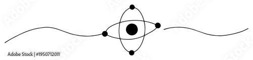 atom with orbiting electrons line illustration