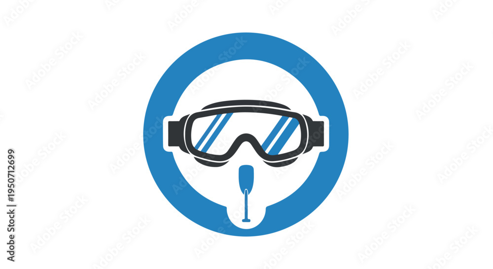 Obraz premium No diving sign with goggles and snorkel on a white background