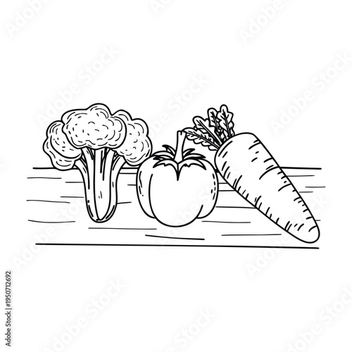 Organic vegetable trio flat lay