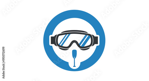 No diving sign with goggles and snorkel on a white background