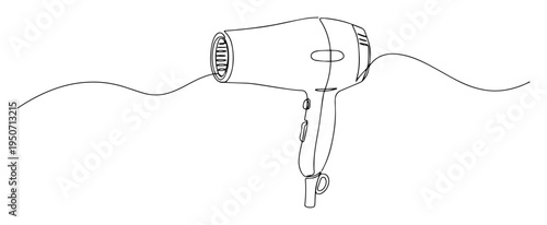 hair dryer vector line illustration