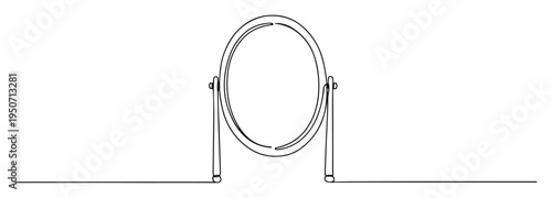 makeup table mirror vector line art