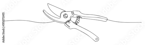 pruning shears garden tool line drawing