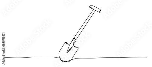 garden shovel digging tool line drawing