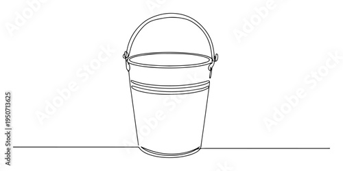 cleaning bucket with handle line vector drawing