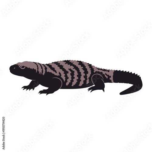Illustration of a Gila monster isolated on a white background.