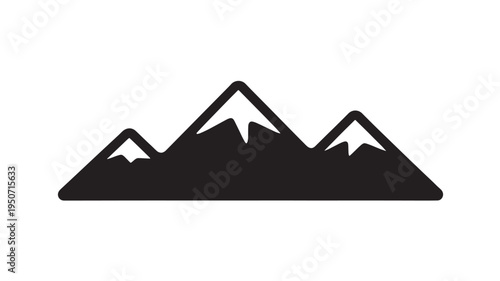 Mountain Range Silhouette Icon Isolated On White – Minimal Landscape And Adventure Nature Symbol