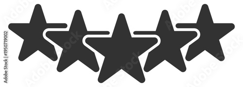 Five star rating icon on transparent background