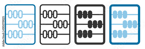 Abacus counting math education flat icon set on transparent background