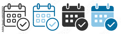 calendar icon with check mark symbol for schedule confirmation on transparent background