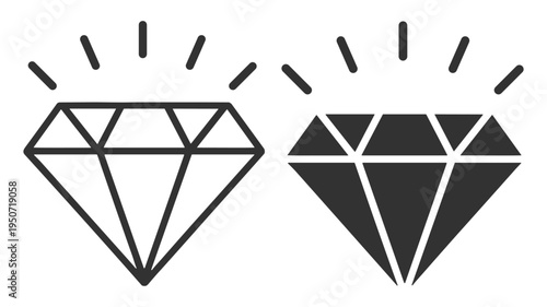 Two diamond icons in outline and solid styles on transparent background