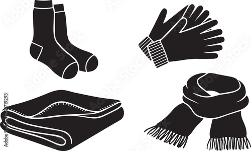 Cozy Autumn Knitwear and Scarf Vector Silhouettes