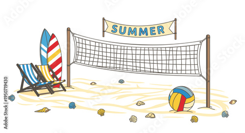 Set of 1 summer beach volleyball vector illustration