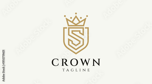 Luxury Crown Letter S Logo Minimalist Gold Royal Brand Identity Design