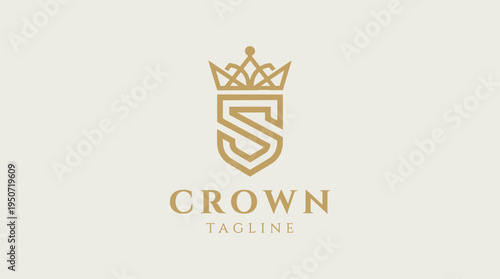 Luxury Crown Letter S Logo Minimalist Gold Royal Brand Identity Design